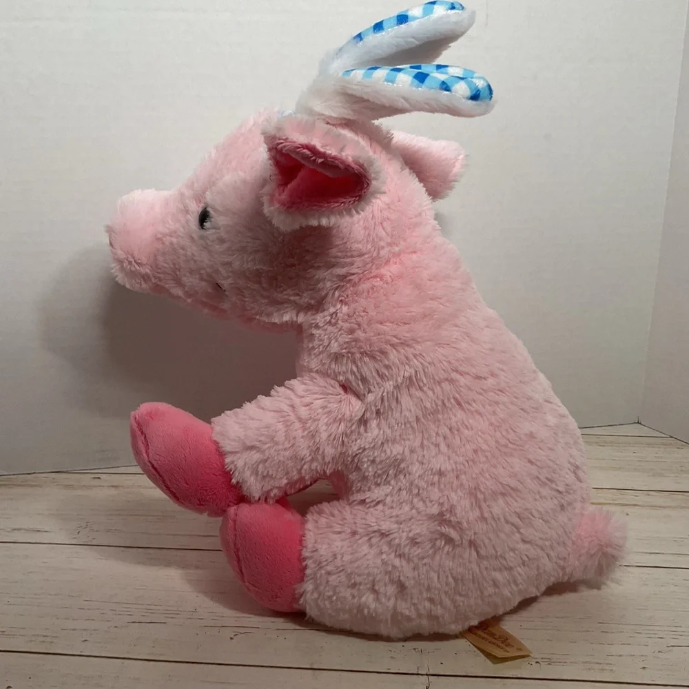 DAN DEE Collectors Choice Smiling Pink Pig Plush with Bunny Ears Stuffed Animal